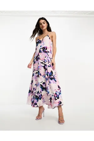 SELECTED Femme satin cami maxi dress in abstract print