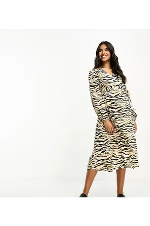 River Island Zebra print wrap midi dress in