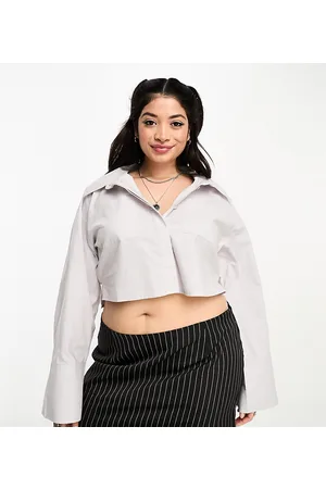 Extro & Vert Plus Cropped shirt with wide sleeves in stone