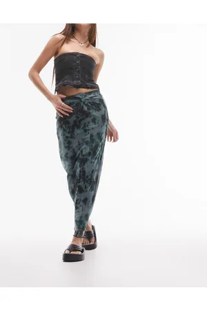 Topshop Knot detail animal print midi skirt in