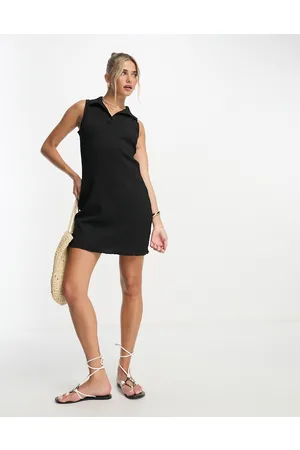 MANGO Collar ribbed mini dress in