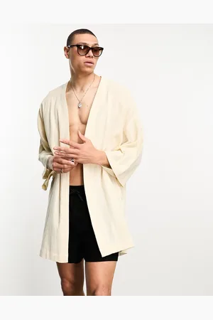 ASOS Textured linen look kimono in oatmeal
