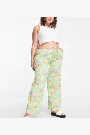 COLLUSION Plus scribble floral beach trouser in