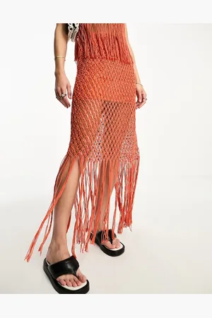 ASOS Rope crochet midi skirt with fringing co-ord in