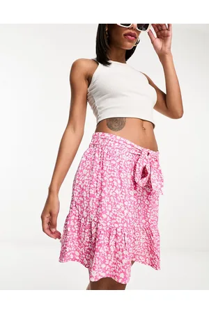 JDY Tie waist mini skirt in & cream ditsy floral