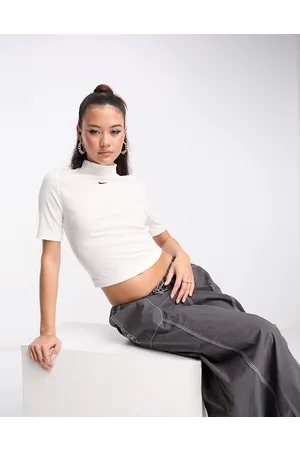 Nike Essential mini swoosh rib mock top in