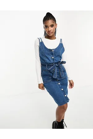 DTT Tall embroidered dot mom jeans in mid blue, ASOS in 2023