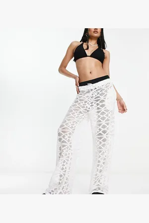 COLLUSION Lace beach trouser co-ord in optic white
