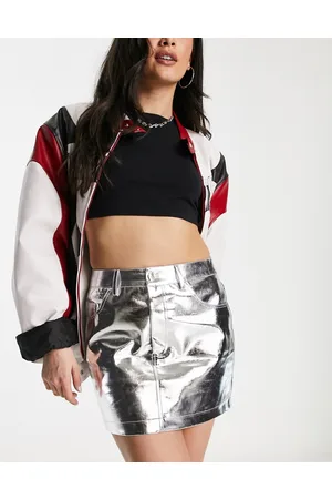 Amy Lynn Milena Lupe Y2K micro mini skirt in silver metallic
