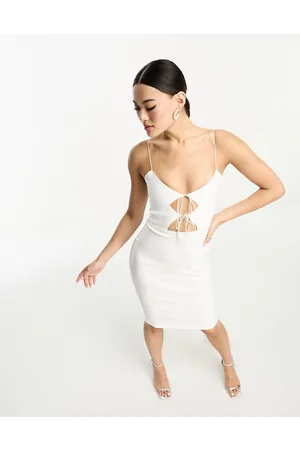 Vesper Spaghetti strap tie front midi dress in