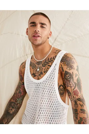 ASOS Vest in off white crochet with low front and back