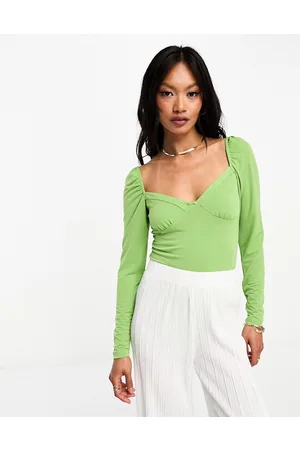 Glamorous Long sleeve sweetheart neck bodysuit in