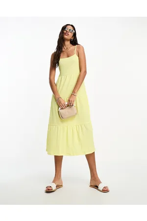 Pieces® Tiered midi dress in bright