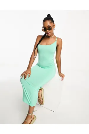 Pieces® One shoulder slinky midi dress in