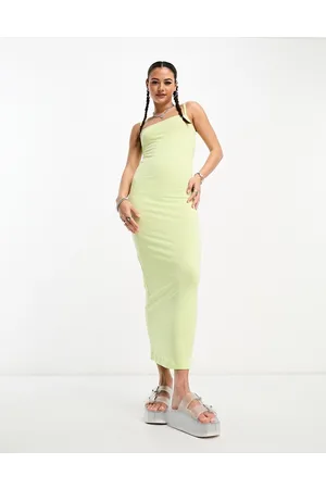 COLLUSION Square neck cami maxi dress in lime