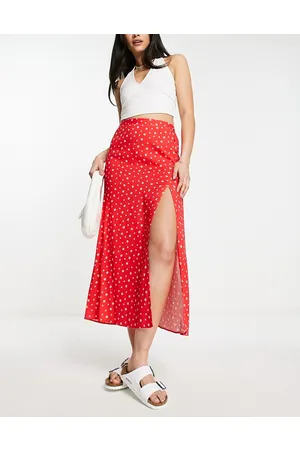 ASOS Wrap midi skirt with button detail in ditsy floral