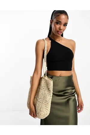 Pull&Bear One strap crop top with cut out detail in