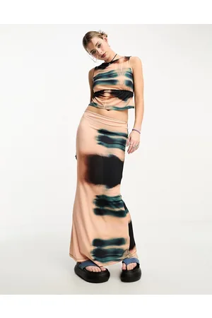 COLLUSION Maxi skirt in digi tie dye in