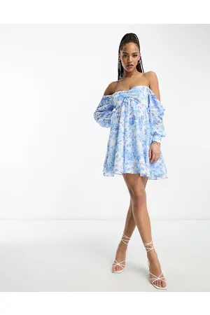 Forever New Off shoulder long sleeve mini dress in floral