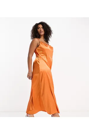 Urban Threads Satin midi dress in dark