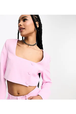 Extro & Vert Petite Square neck crop top in baby co-ord