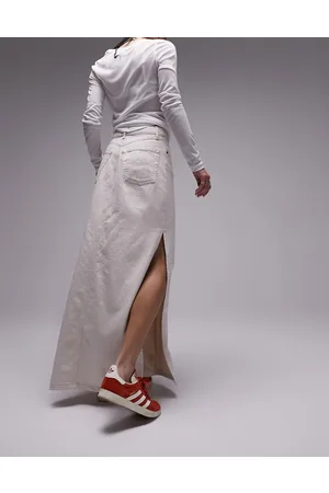 Topshop Denim maxi skirt in off