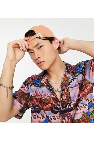 COLLUSION Scenic print short sleeve revere shirt in