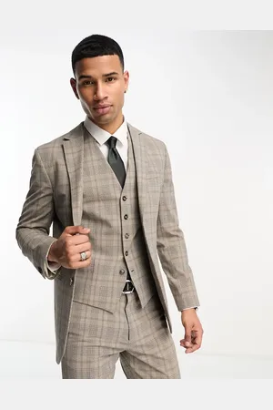 SELECTED Slim fit suit jacket in beige check