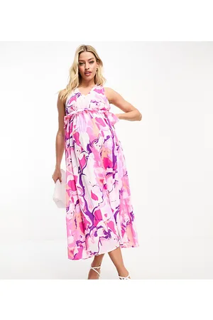 Mama;licious Mamalicious Maternity sleeveless midi dress in florals