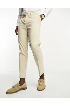 New Look Slim pleat trousers in oatmeal