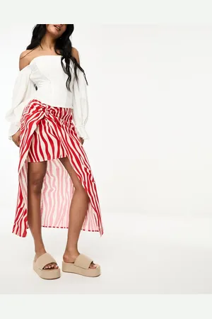 VILA Sarong detail midi skirt in zebra print