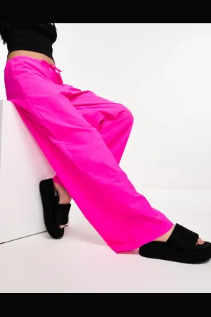 COLLUSION Low rise wide leg parachute pant in hot pink