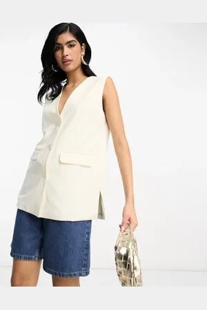 Pretty Lavish Tailored sleeveless blazer co-ord in cream