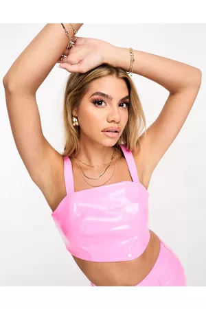 Something New X Flamefaire vinyl crop top co-ord in baby