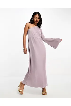 Y.A.S Y.A.S Bridesmaid plisse one shoulder midi dress in lavender