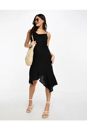 Monki Asymmetric hem cami midi dress in