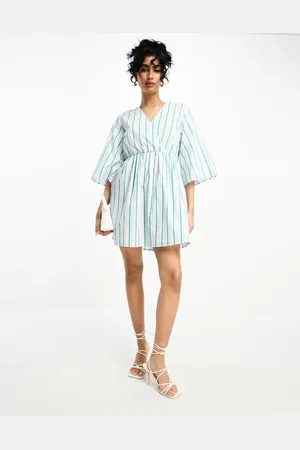 Y.A.S Y.A.S wrap tie mini dress in green stripe