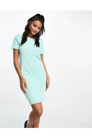 VERO MODA Jersey t-shirt mini dress with lettuce edge in