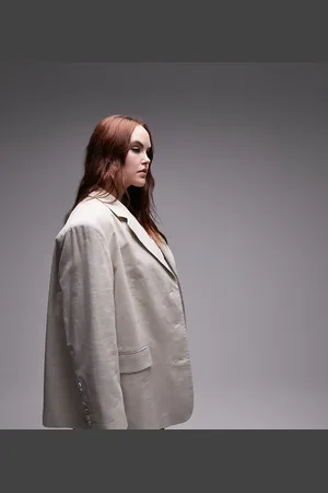 Topshop Curve co-ord linen-blend single breasted blazer