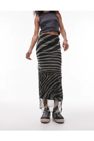 Topshop Animal cut about zebra midi mesh skirt in midi
