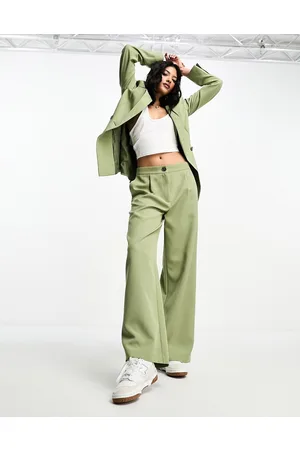 Miss Selfridge Tailored wide leg trouser in khaki