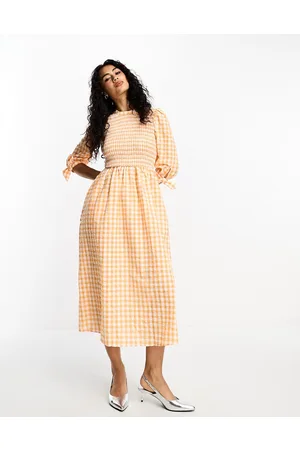 Whistles Long sleeve maxi tea dress in gingham