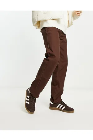 New Look Contrast stitch straight leg trousers in