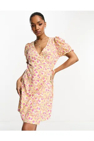 Monki Wrap mini dress in floral print