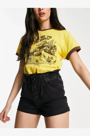 ONLY Cuba paperbag denim shorts in