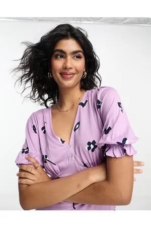 French Connection Printed jersey mini dress in lilac