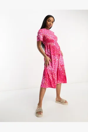 Influence Flutter sleeve midi tea dress in floral print