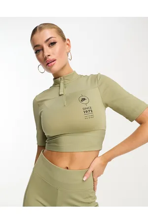 Nike Sport Utility rib crop top in neutral olive