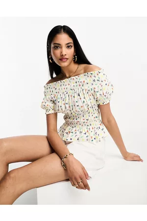 Whistles Bright floral bardot top in