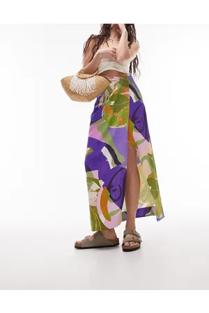 Topshop Co-ord printed knot midi skirt in